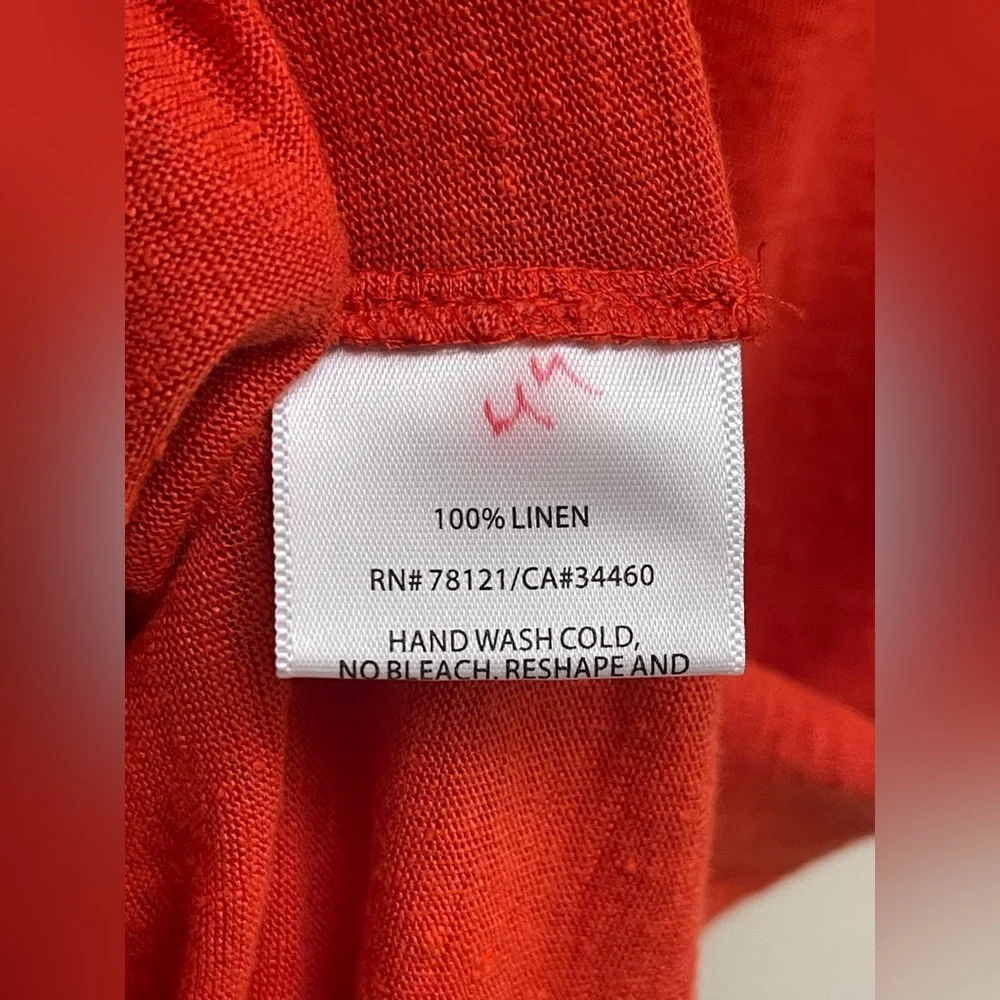 Eileen Fisher 100% Linen Red Boxy Short Sleeve Top - Picture 4 of 9